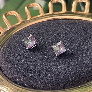 Elegant Mystic Topaz and Silver Stud Earrings